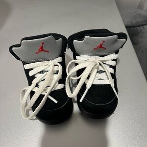 Jordan Kids Sneakers Black and Gray with Red Accents
